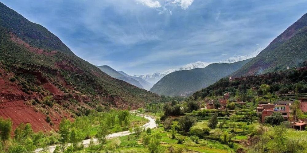 green valley in atlas mountains